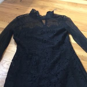 Black long sleeve tight lace dress